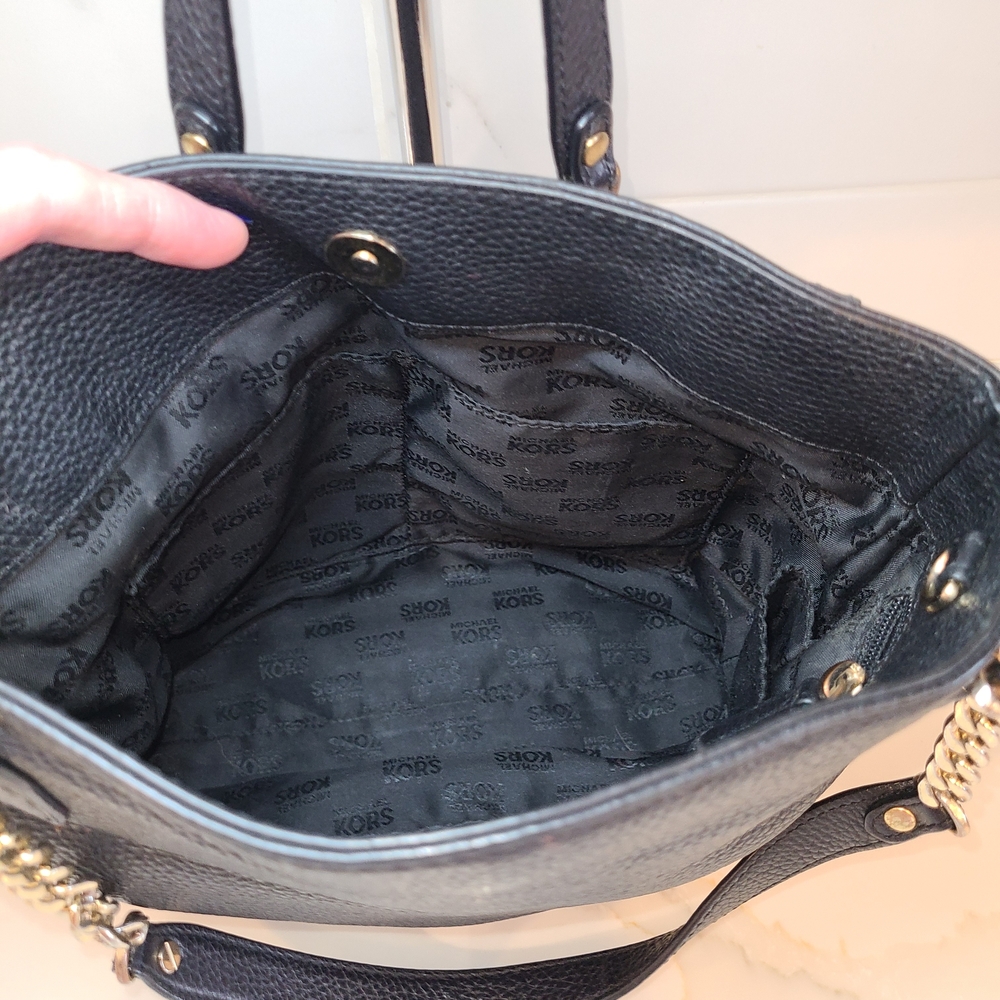 Michael Kors Black Pebbled Leather Tote GUC - Picture 8 of 8
